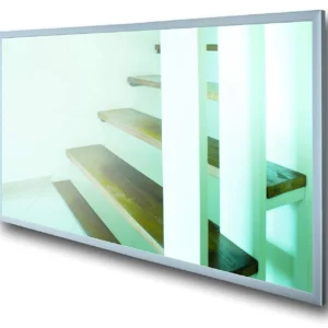 far infrared heated mirror panel glass electric radiator 600w 120cm x 60cm